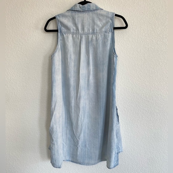 Cloth & Stone Anthropologie Light Denim Chambray Sleeveless V-Neck Dress Small - Picture 5 of 8